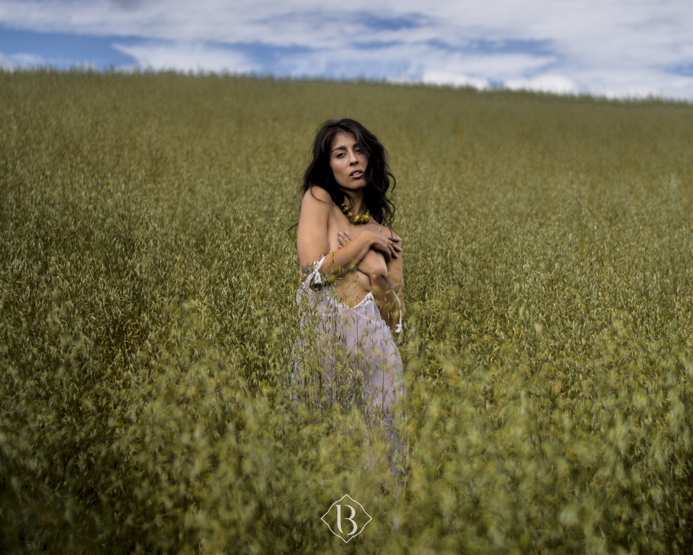 Anglélica en campo de avena, Tlaxcala, México